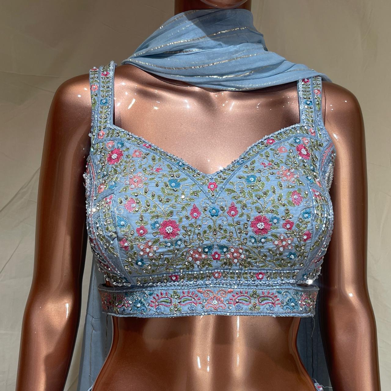 Shree Shanti Selection - Blue Floral Lehenga Choli for Women